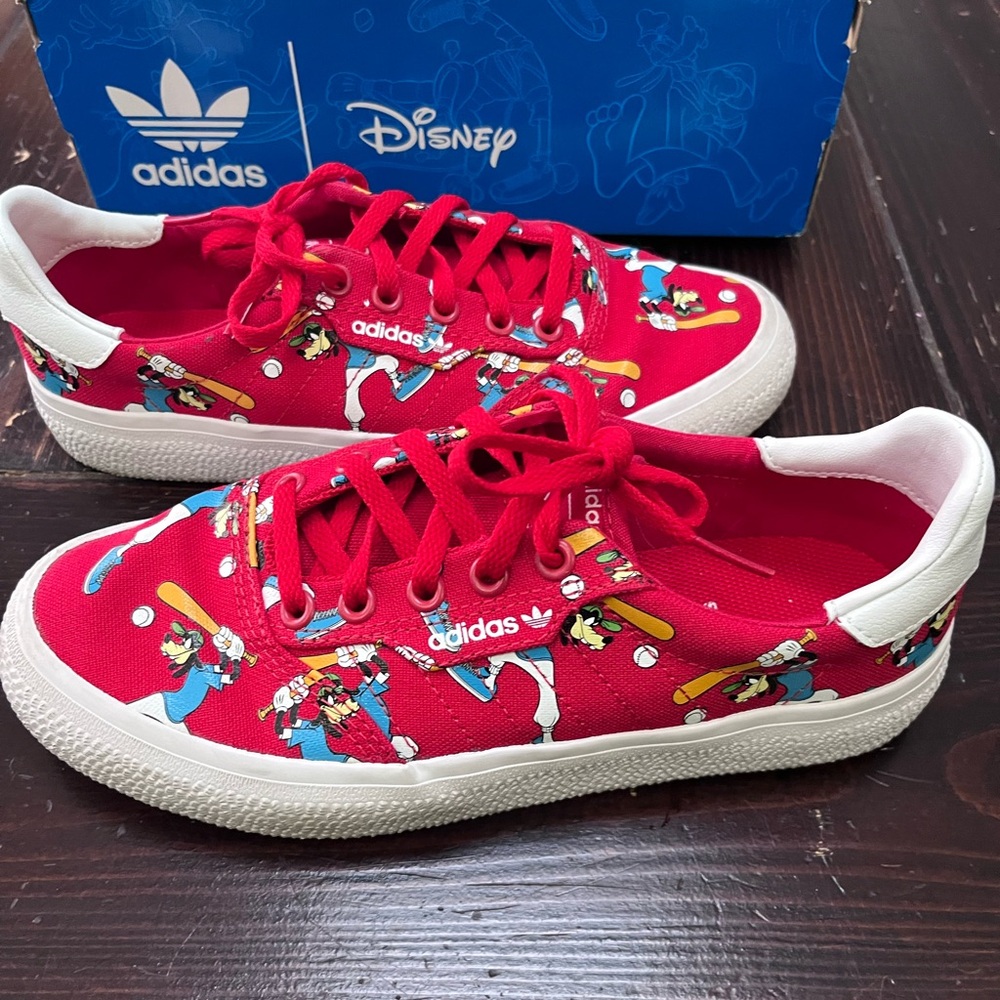 Adidas Red and White Disney Sneakers